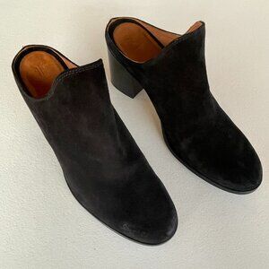 Frye Women’s Black Suede Slip-On Mules Size 10B Leather Insole Classic Minimal